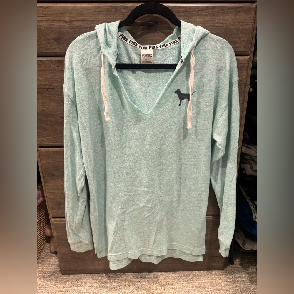 Victoria's Secret PINK Light Blue Hooded Lightweight Sweatshirt
